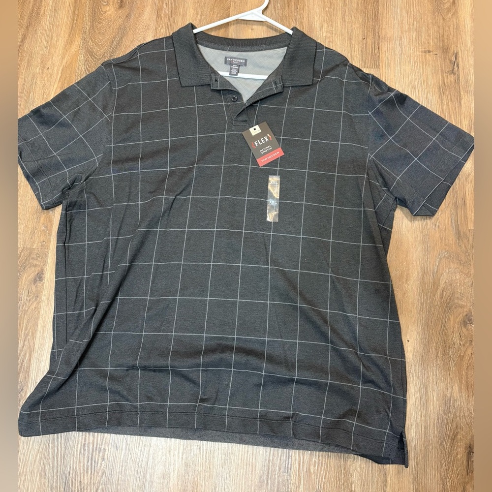 Van Heusen Men's Black Checkered Polo Shirt